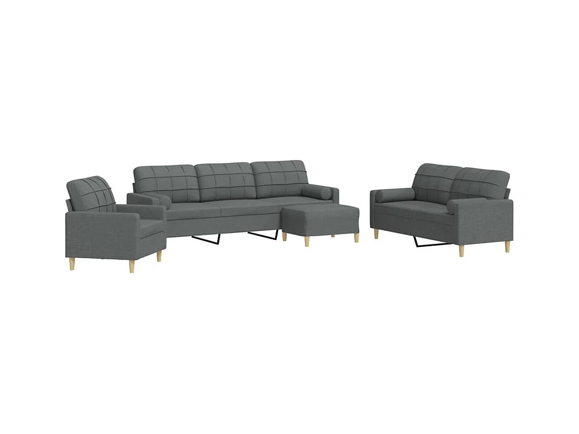 Conjunto de sofá de 4 piezas con reposapiés y cojines decorativos