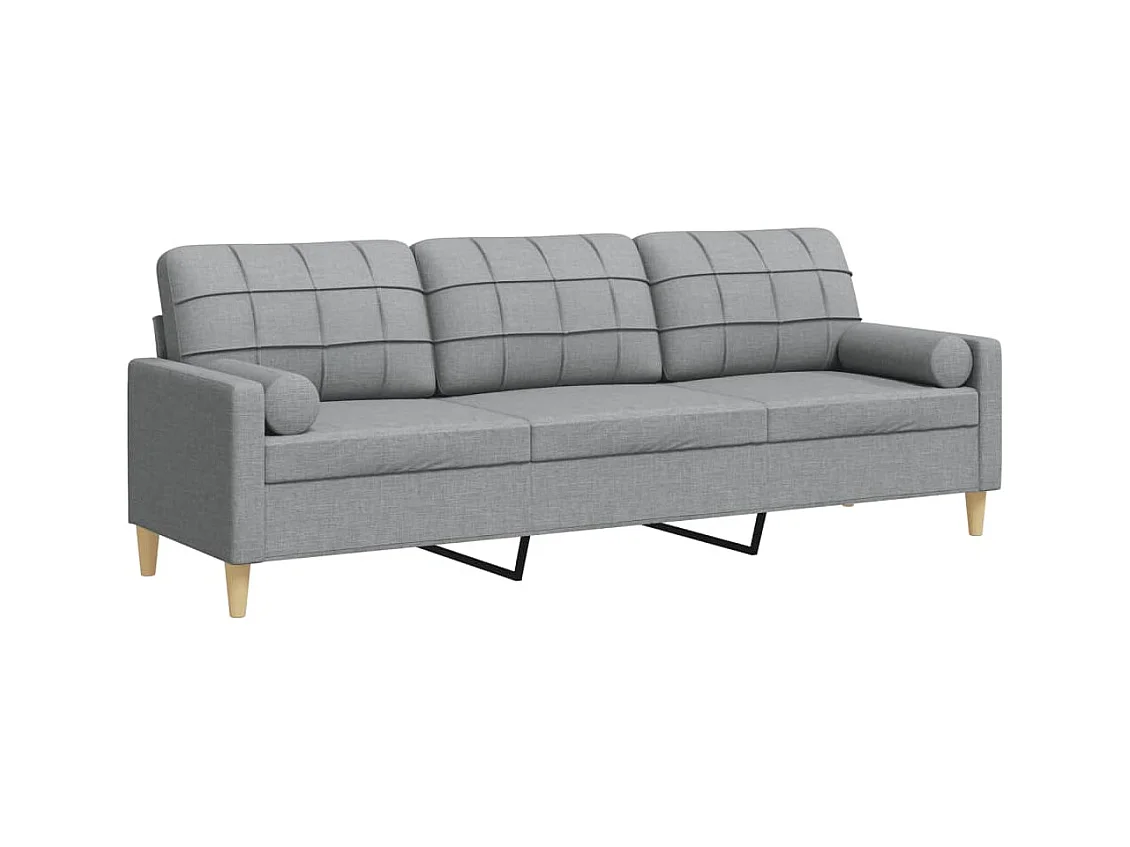 Divano 3 posti con cuscini grigio chiaro tessuto 210 cm