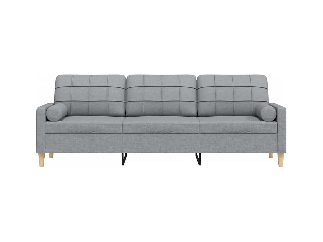 Divano 3 posti con cuscini grigio chiaro tessuto 210 cm