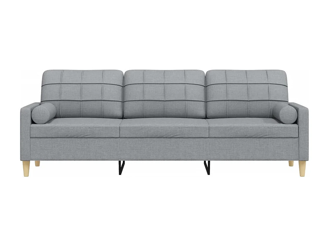 Sofá de 3 plazas con cojines gris claro de tela de 210 cm