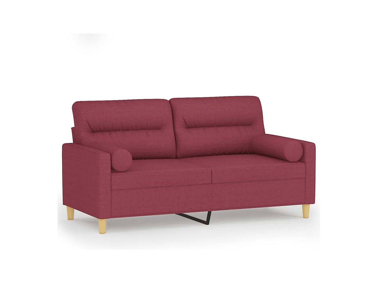 Divano 2 posti con cuscini bordeaux tessuto 140 cm