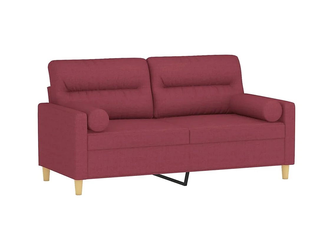 Divano 2 posti con cuscini bordeaux tessuto 140 cm