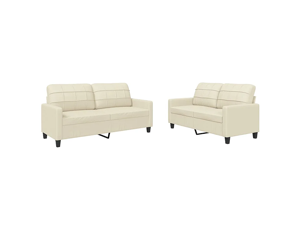 Conjunto de sofá de 2 piezas con cojines de piel sintética color crema