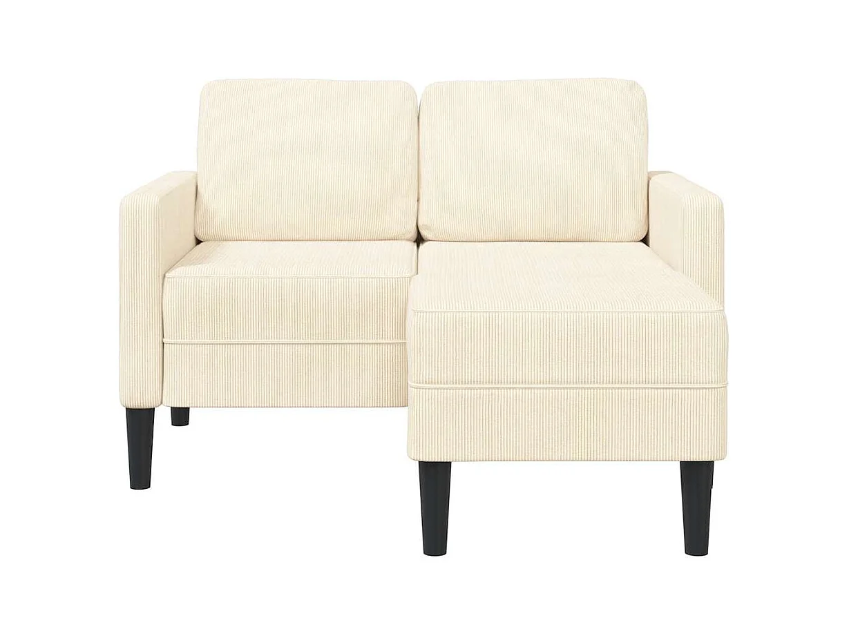 Divano 2 posti con chaise longue a L crema 125 cm lino