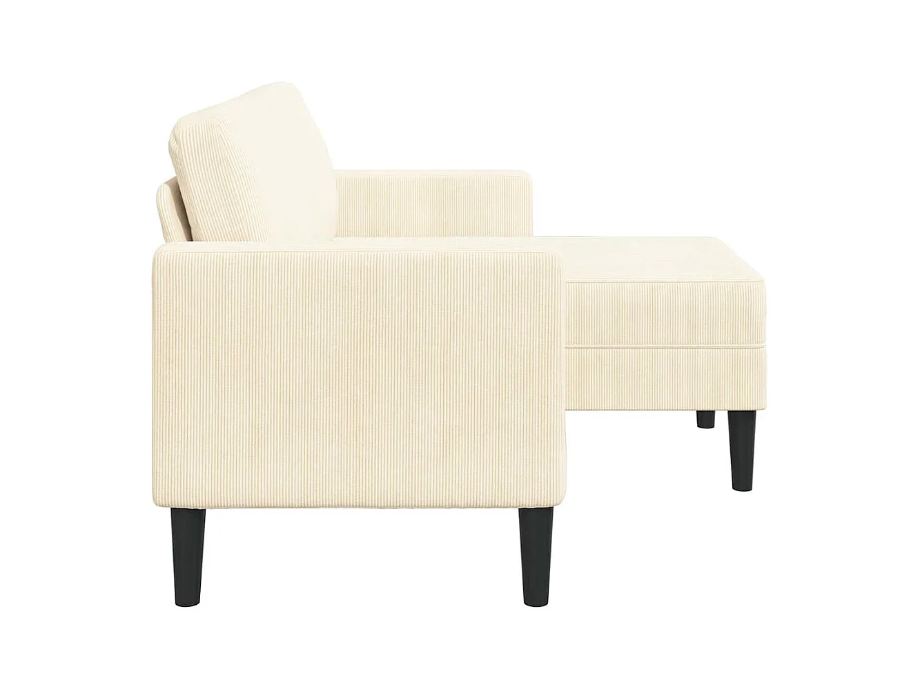 Divano 2 posti con chaise longue a L crema 125 cm lino