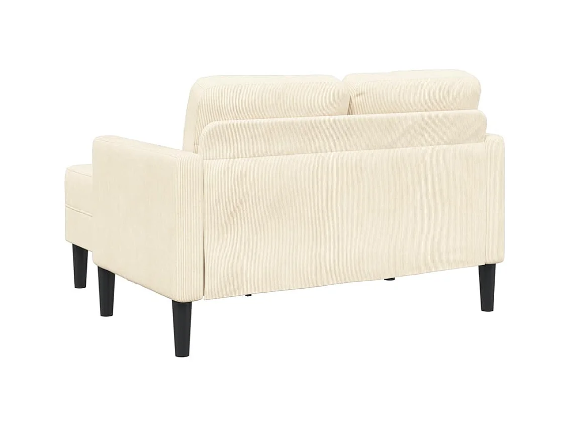 Divano 2 posti con chaise longue a L crema 125 cm lino