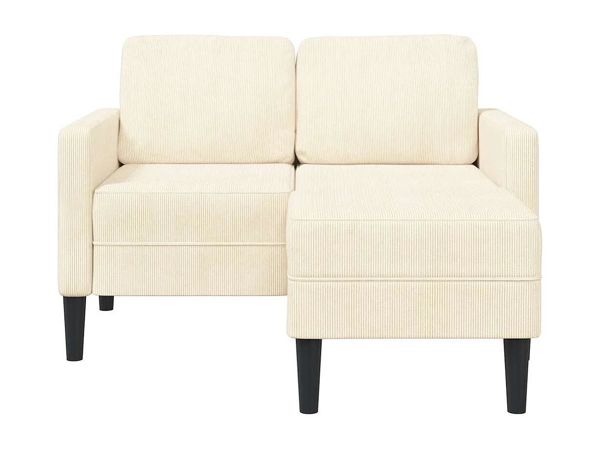 2-zitsbank met L-vormige chaise longue crème 125 cm linnen