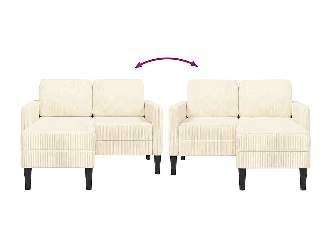 2-zitsbank met L-vormige chaise longue crème 125 cm linnen