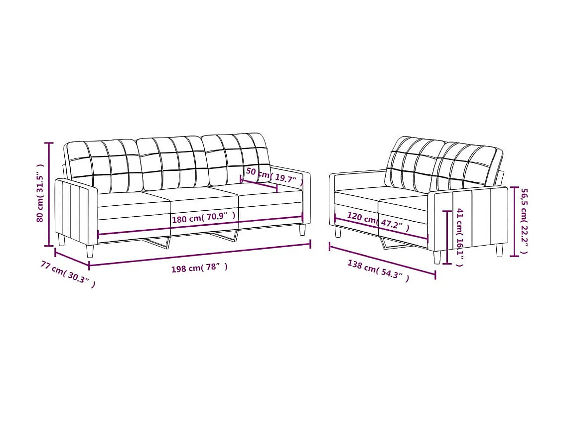 Ensemble de canapés 2 pcs avec coussins Gris foncé Tissu