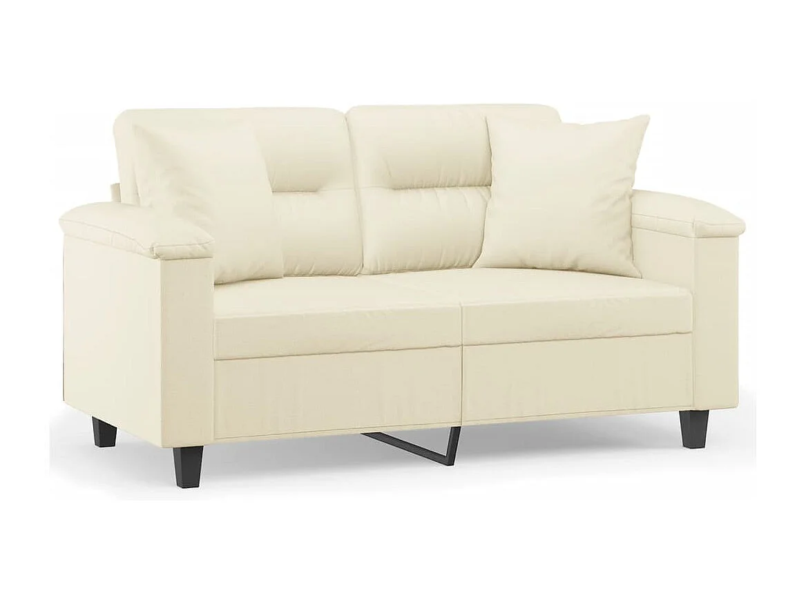 Divano 2 posti con cuscini color crema 120 cm in similpelle