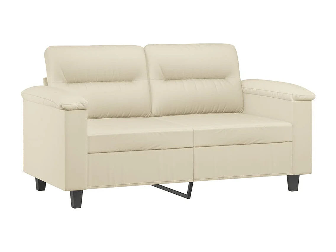 Divano 2 posti con cuscini color crema 120 cm in similpelle