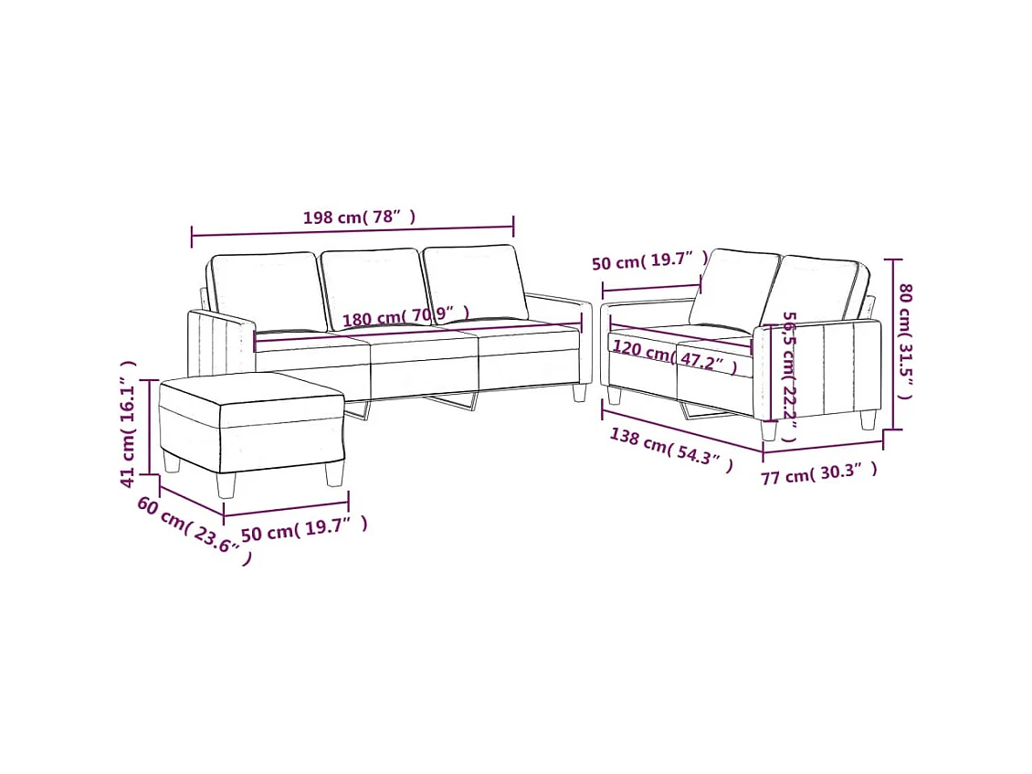 Set di divani 3 pezzi con cuscini in velluto giallo