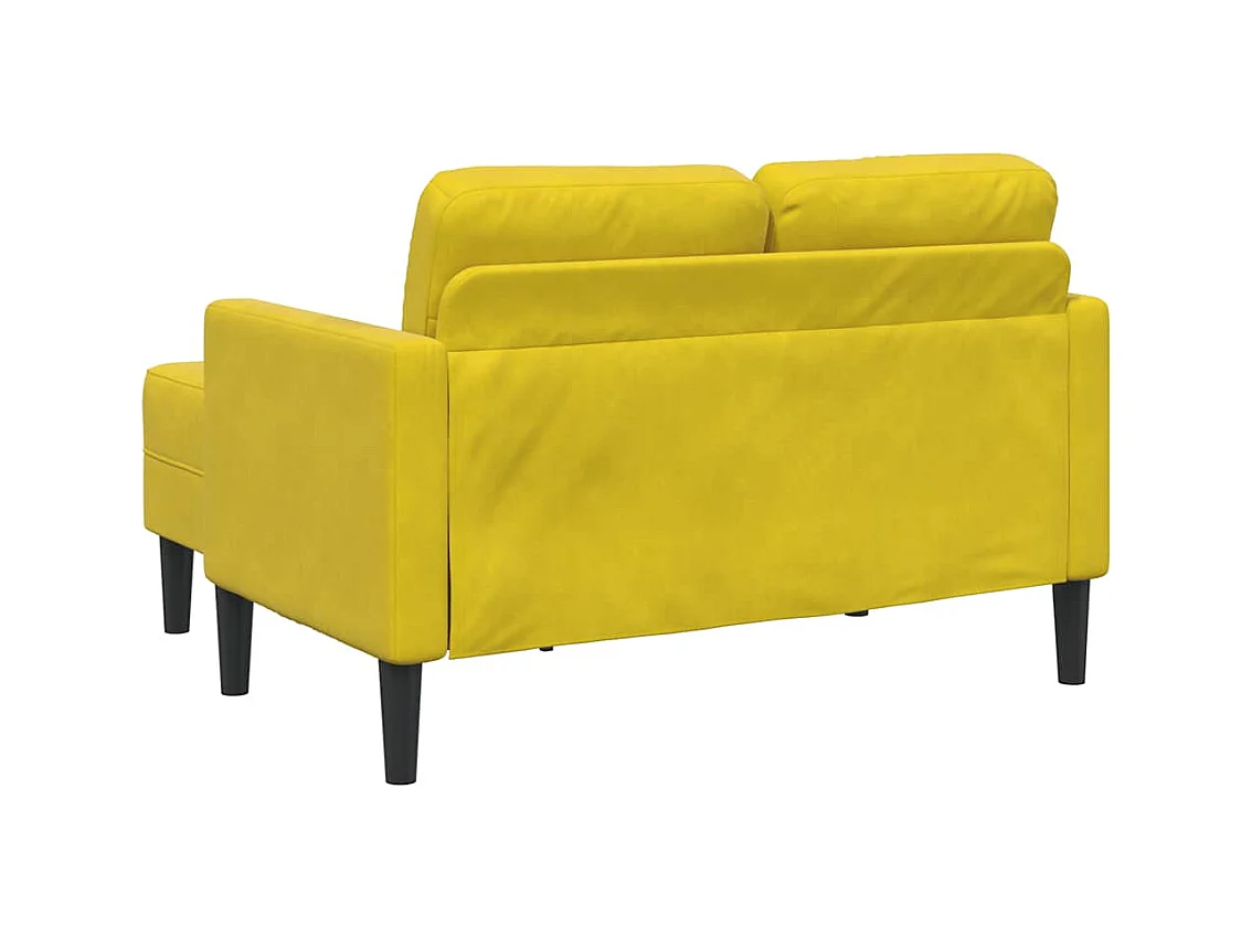 Divano 2 posti con chaise longue a L in velluto giallo, 125 cm