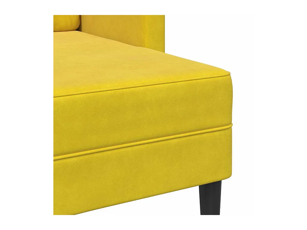 Divano 2 posti con chaise longue a L in velluto giallo, 125 cm