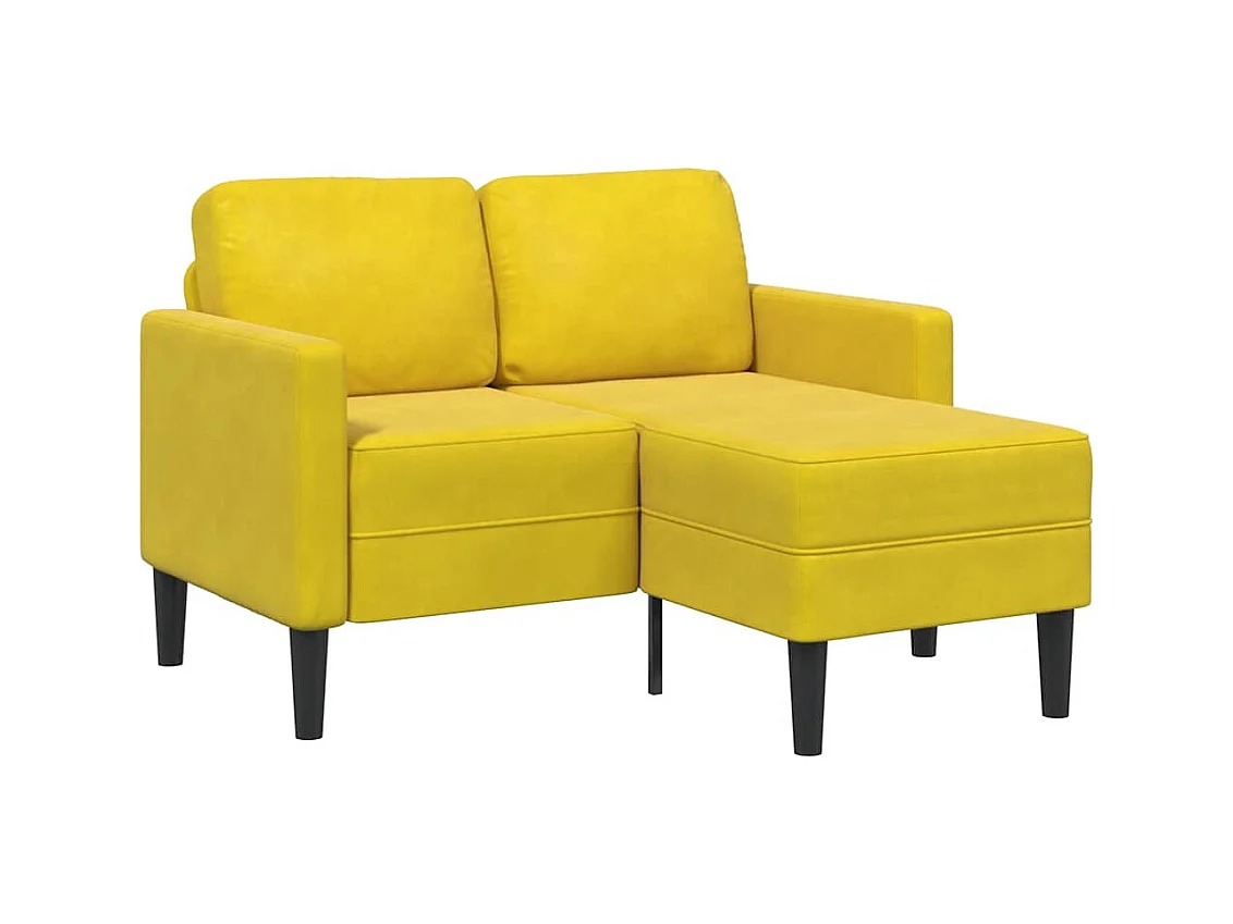 Canapé 2 places avec méridienne en L jaune 125 cm velours
