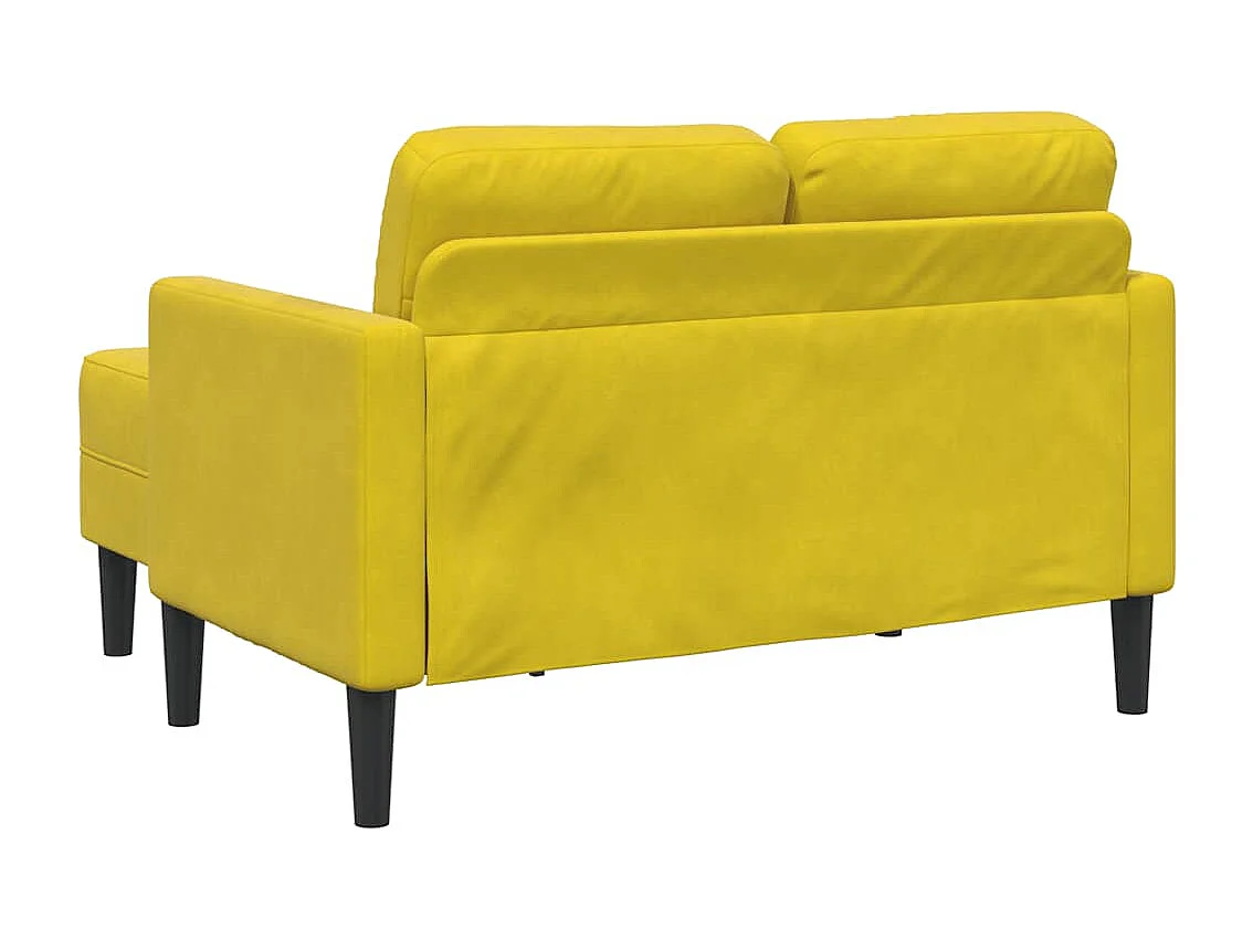2-zitsbank met L-vormige chaise longue in geel fluweel, 125 cm