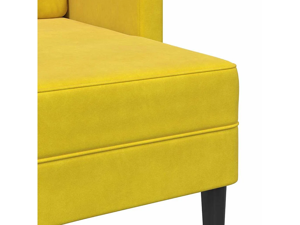 2-zitsbank met L-vormige chaise longue in geel fluweel, 125 cm