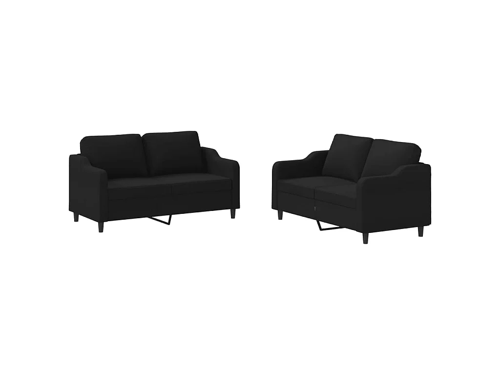 Conjunto de sofá de 2 piezas con cojines de tela negra