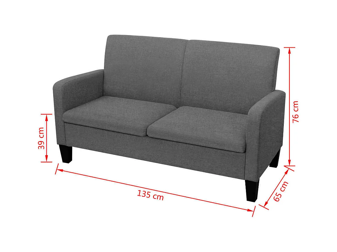 Canapé à 2 places 135x65x76 cm Gris foncé