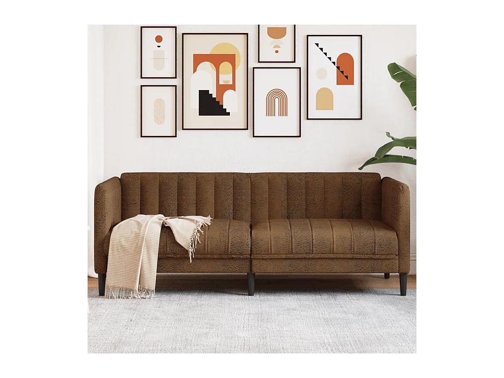 Braunes 2-Sitzer-Sofa aus Wildlederimitat