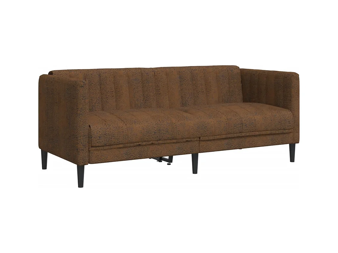 Braunes 2-Sitzer-Sofa aus Wildlederimitat