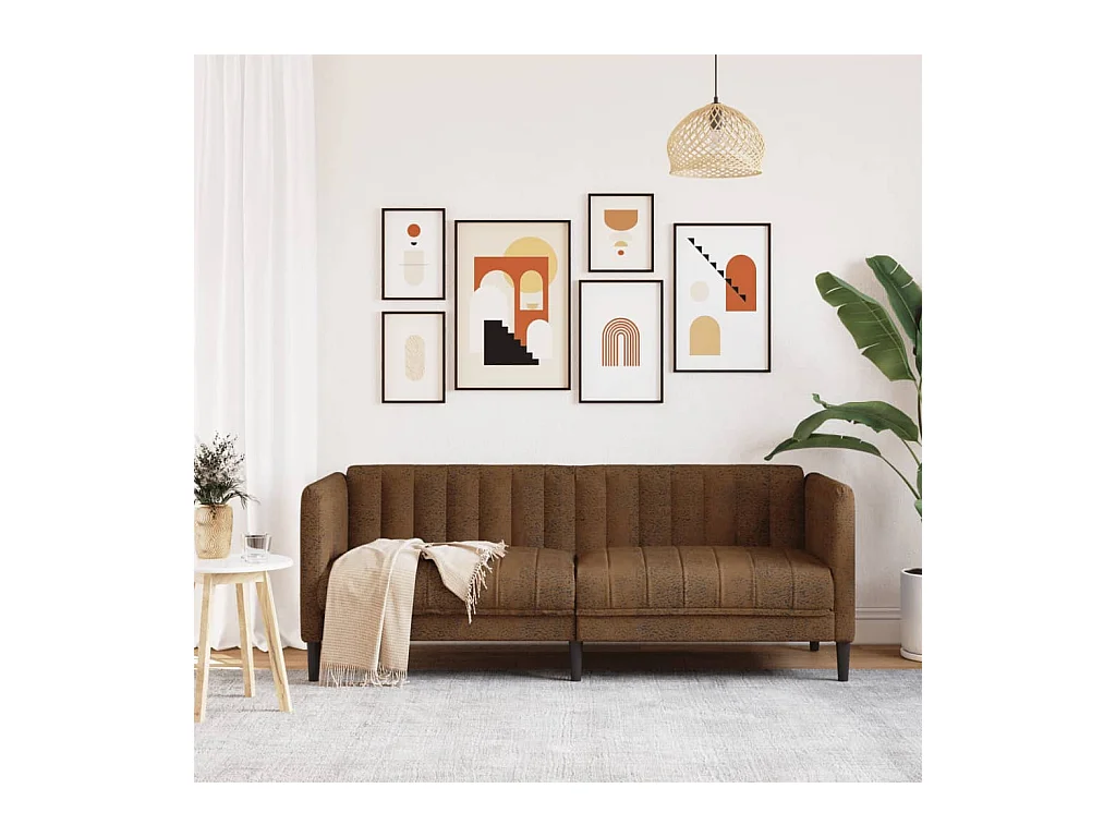 Braunes 2-Sitzer-Sofa aus Wildlederimitat