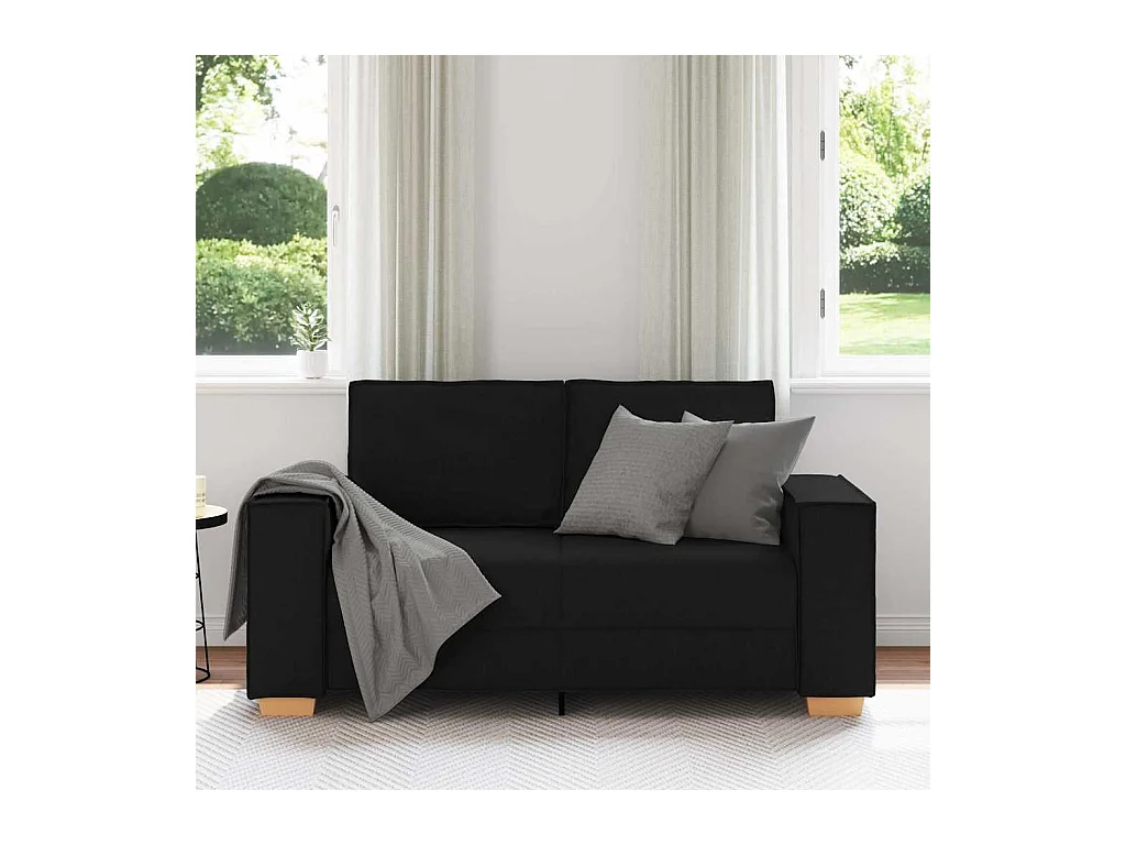 Divano 2 posti Nero 120 cm Tessuto