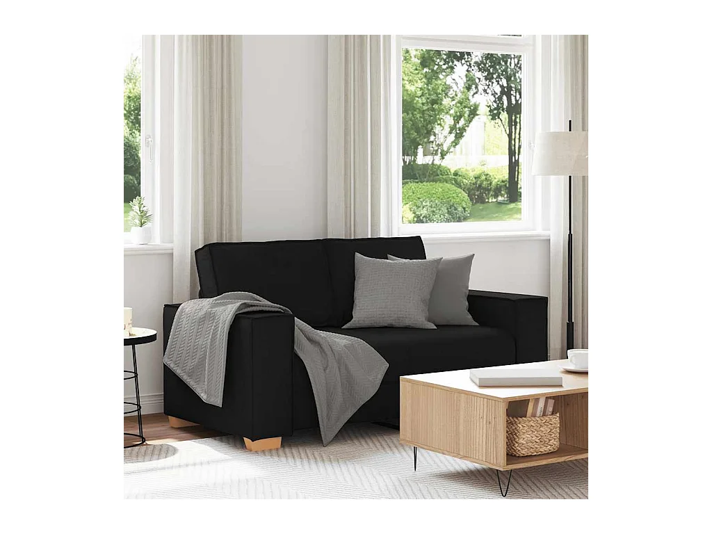 Canapé 2 places Noir 120 cm Tissu
