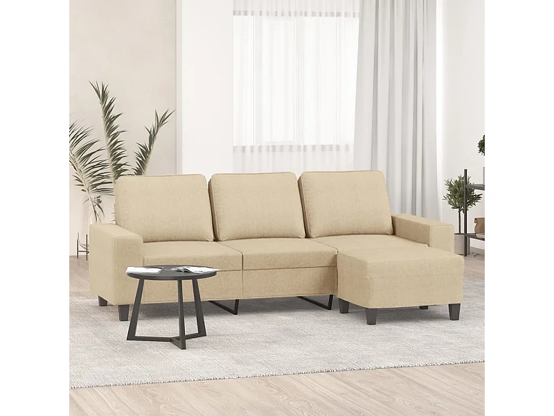 3-zitsbank met voetenbank crème 180 cm stof