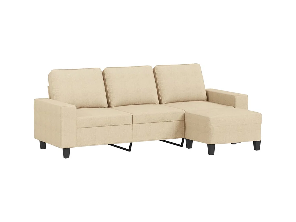 3-zitsbank met voetenbank crème 180 cm stof