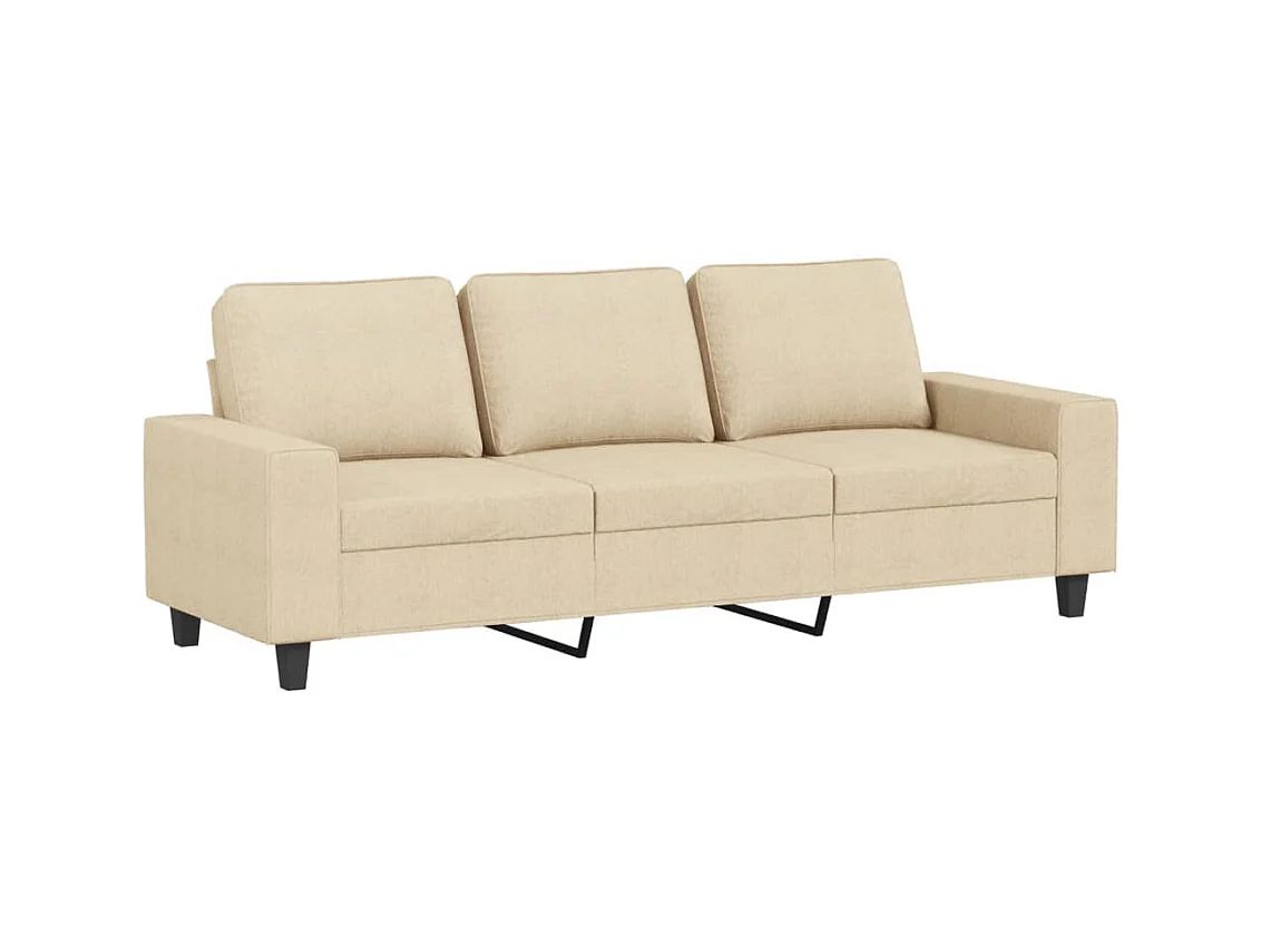 3-zitsbank met voetenbank crème 180 cm stof