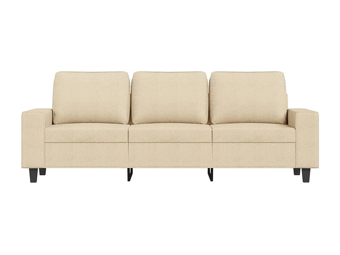 Sofá de 3 plazas con reposapiés de tela color crema de 180 cm