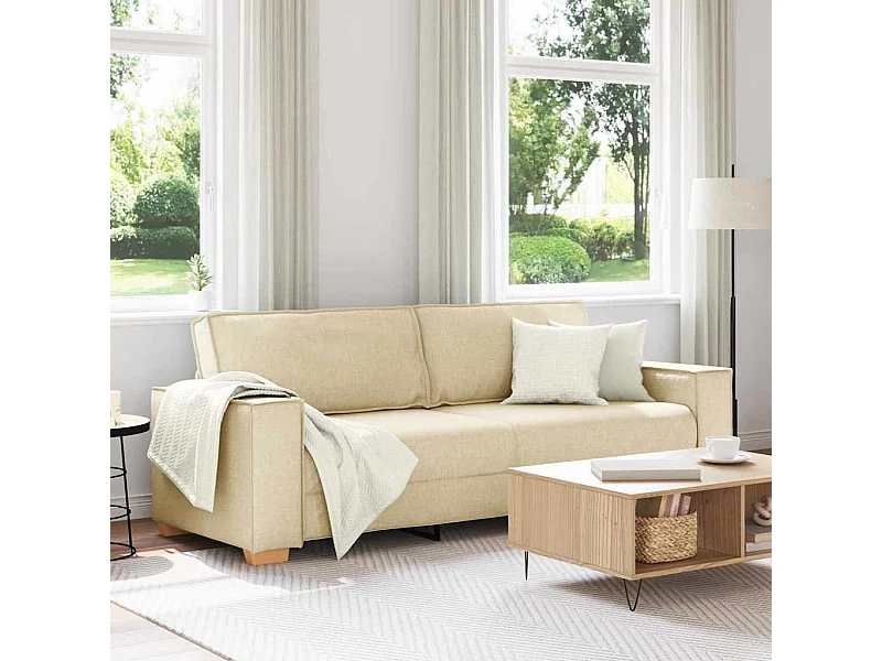 3-zitsbank met crèmekleurig kussen 220 x 78 x 84 cm stof