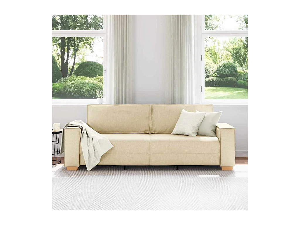 Sofa 3 places avec coussin Crème 220 x 78 x 84 cm tissu