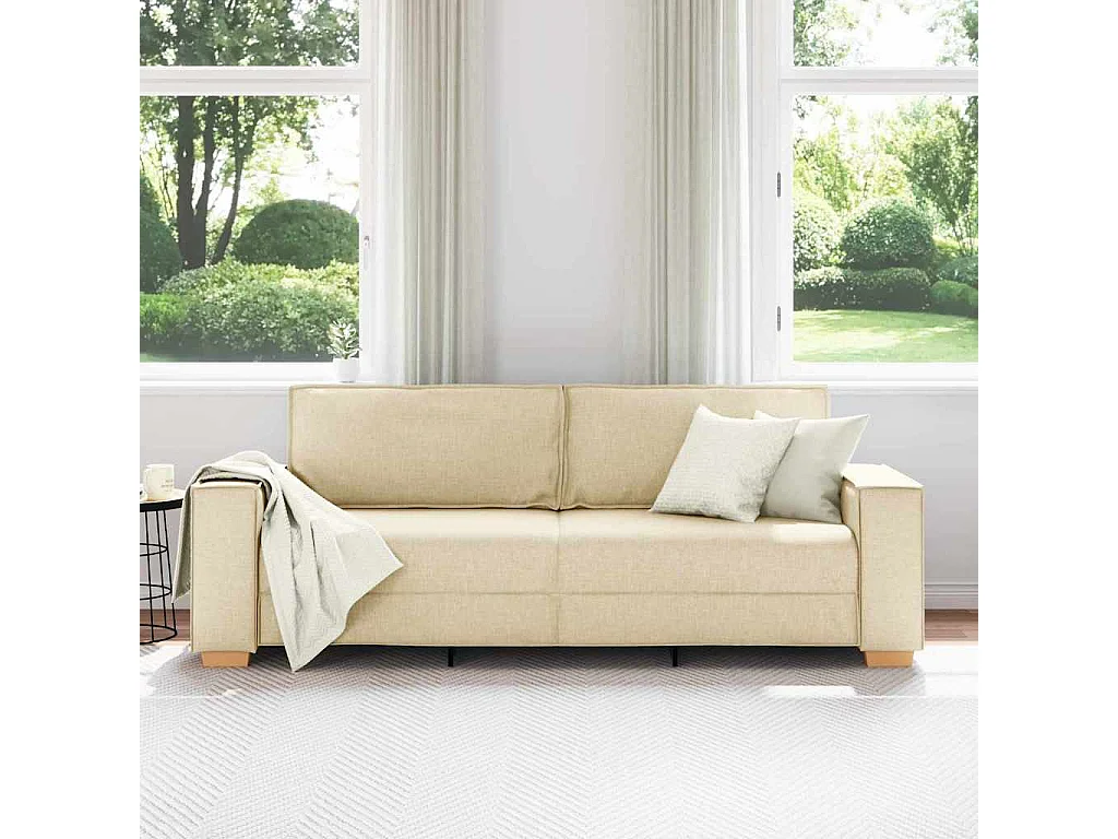 Sofa 3 places avec coussin Crème 220 x 78 x 84 cm tissu