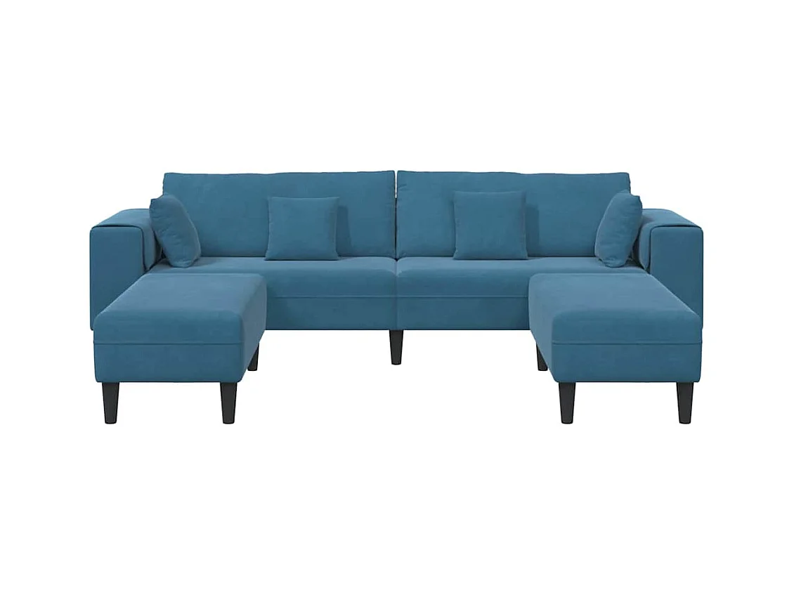 Set di divani in velluto con cuscino 3 pezzi blu 208 cm velluto