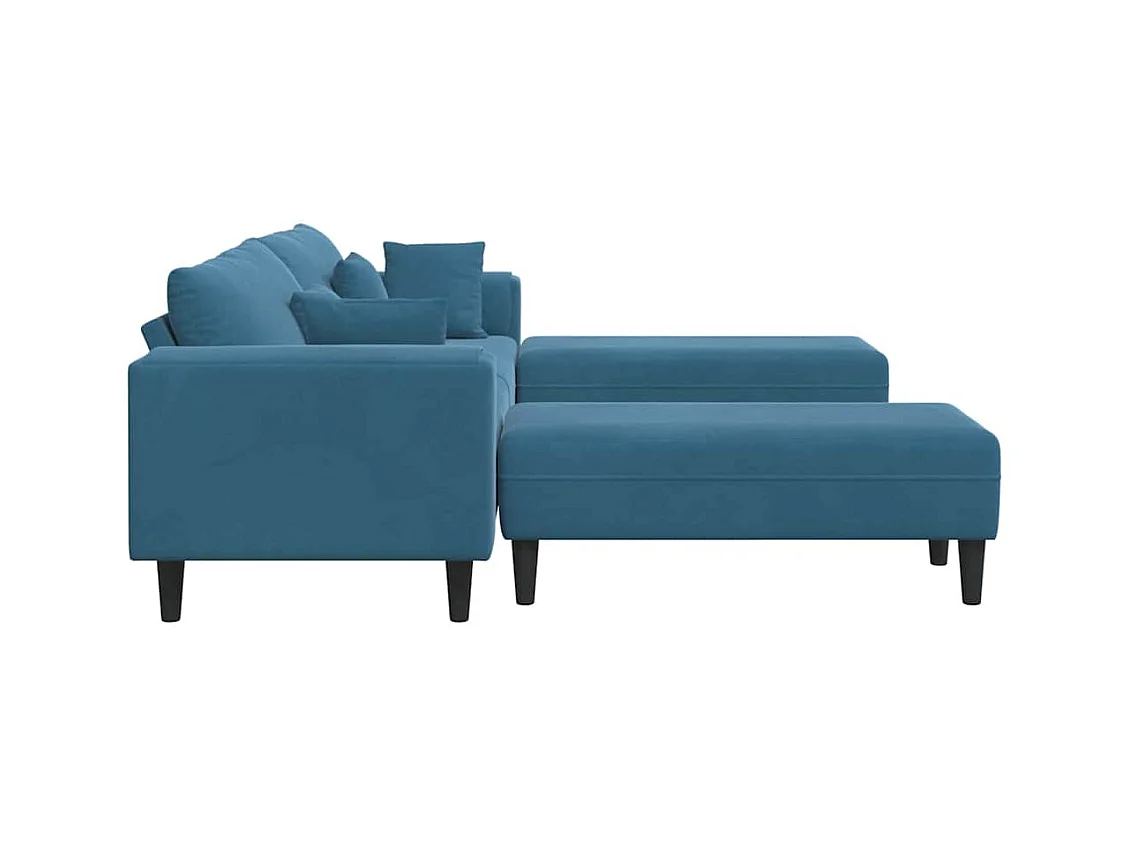 Set di divani in velluto con cuscino 3 pezzi blu 208 cm velluto