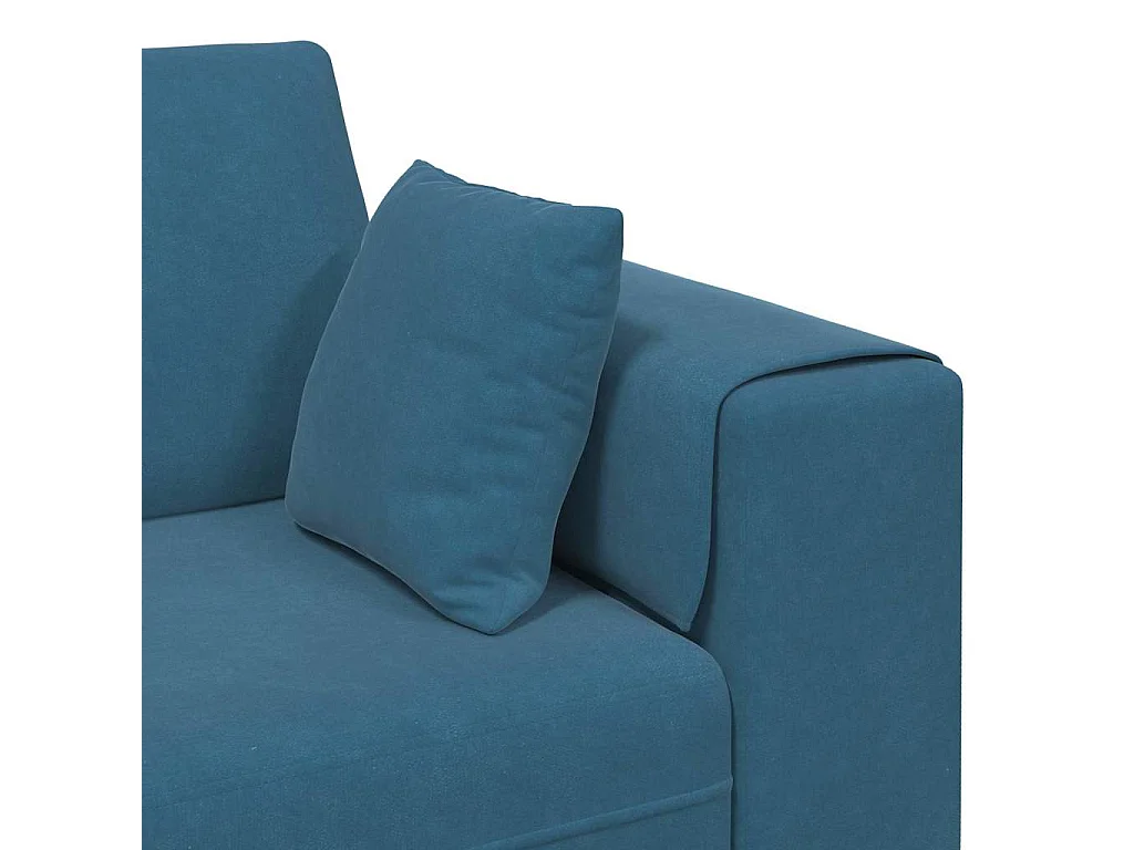 Set di divani in velluto con cuscino 3 pezzi blu 208 cm velluto