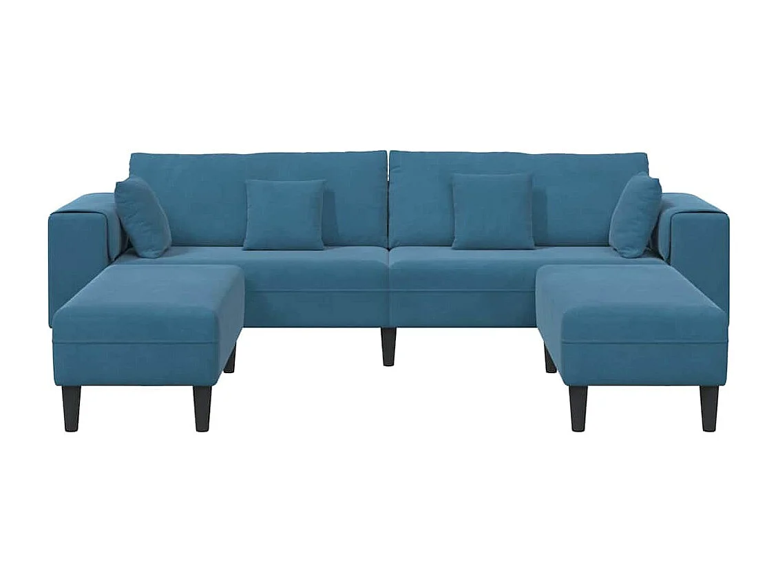 Canapé en velours avec coussin 3 pcs Bleu 208 cm Velours