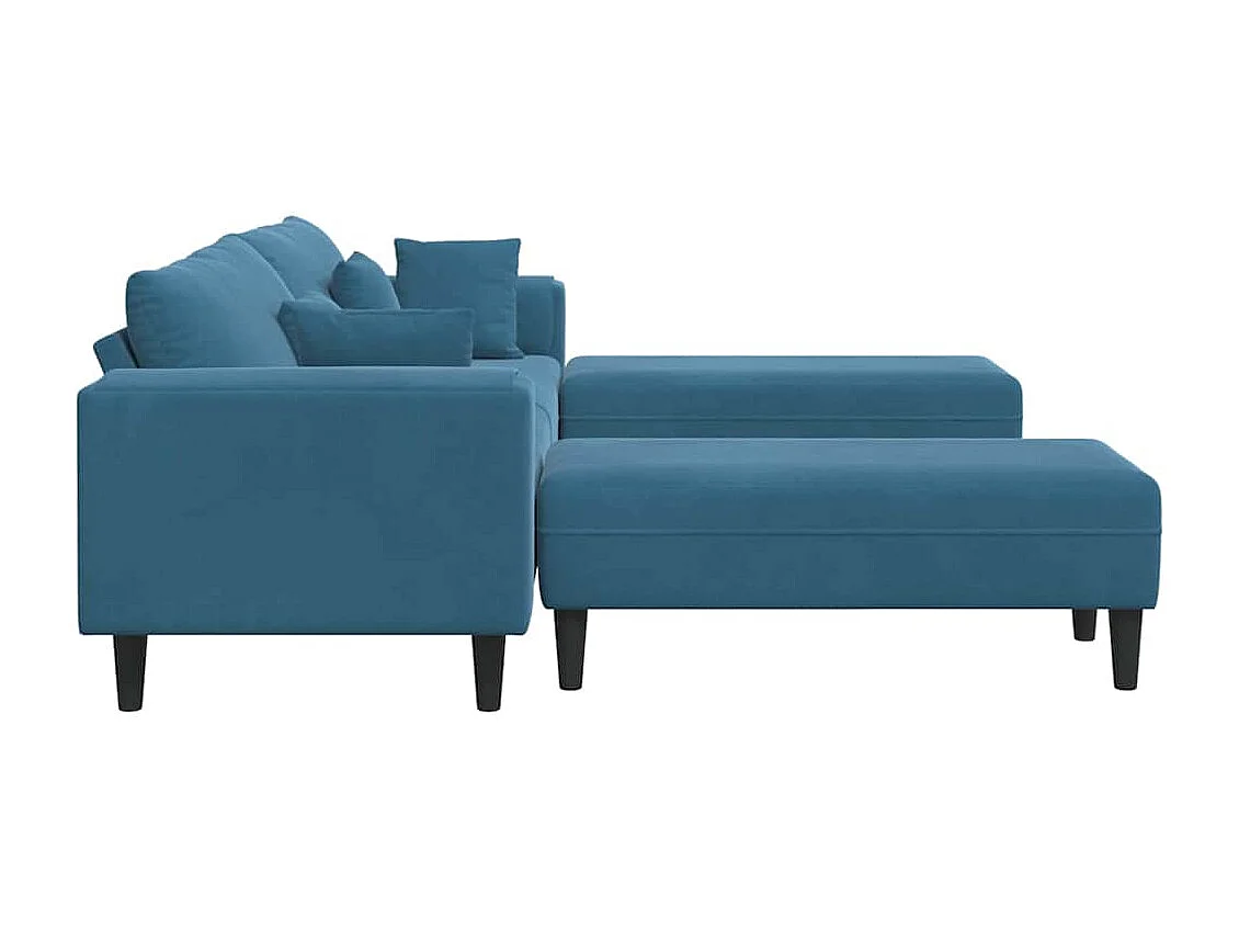 Canapé en velours avec coussin 3 pcs Bleu 208 cm Velours