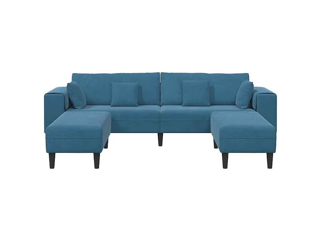 Canapé en velours avec coussin 3 pcs Bleu 208 cm Velours