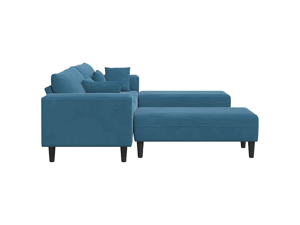 Canapé en velours avec coussin 3 pcs Bleu 208 cm Velours
