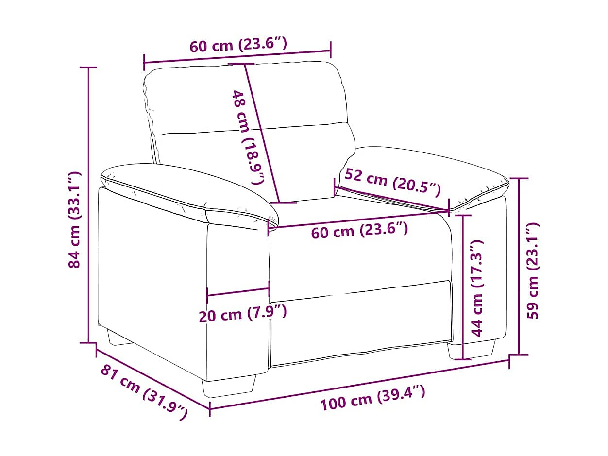 Donkergrijze stoffen fauteuil 60 cm