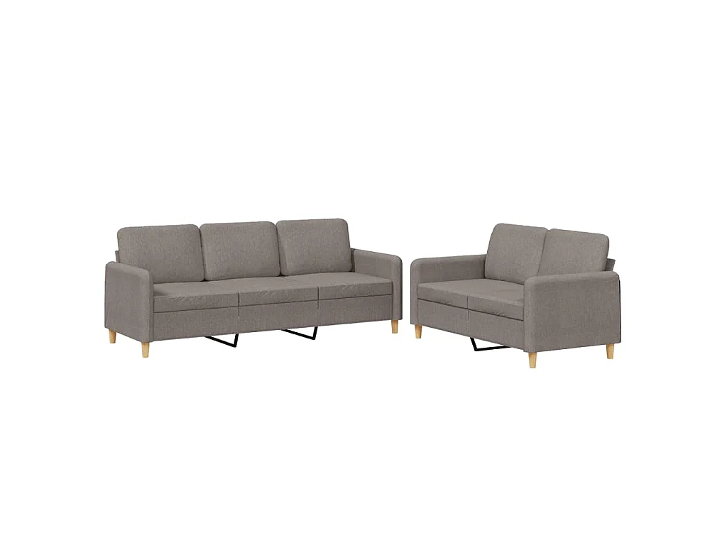 2-teiliges Sofaset mit Kissen, Taupe-Stoff