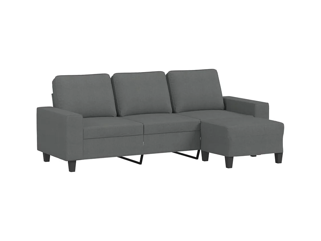 Sofá 3 plazas con reposapiés Gris oscuro 180 cm Tela
