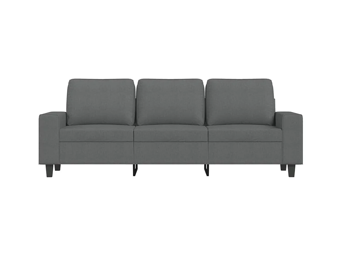 Sofá 3 plazas con reposapiés Gris oscuro 180 cm Tela