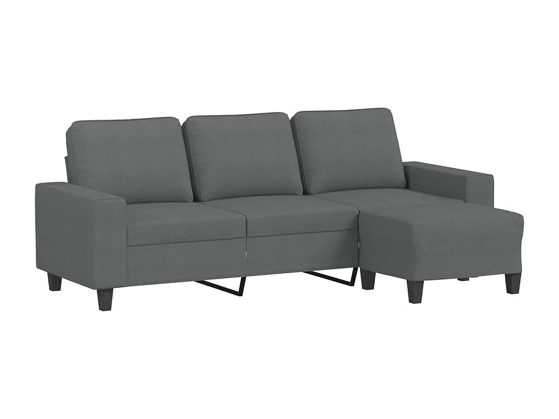 Divano 3 posti con poggiapiedi Grigio scuro 180 cm Tessuto