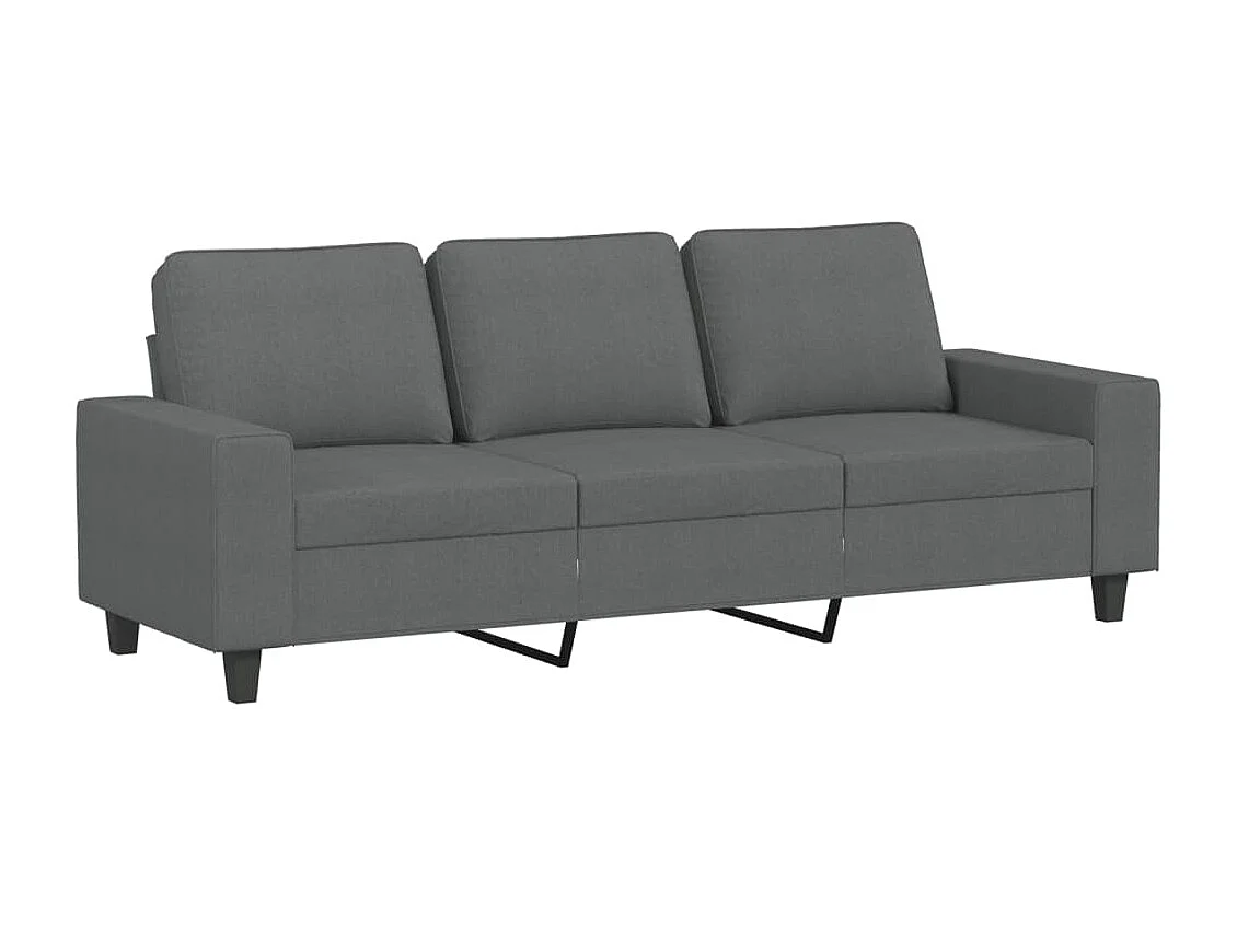 Divano 3 posti con poggiapiedi Grigio scuro 180 cm Tessuto