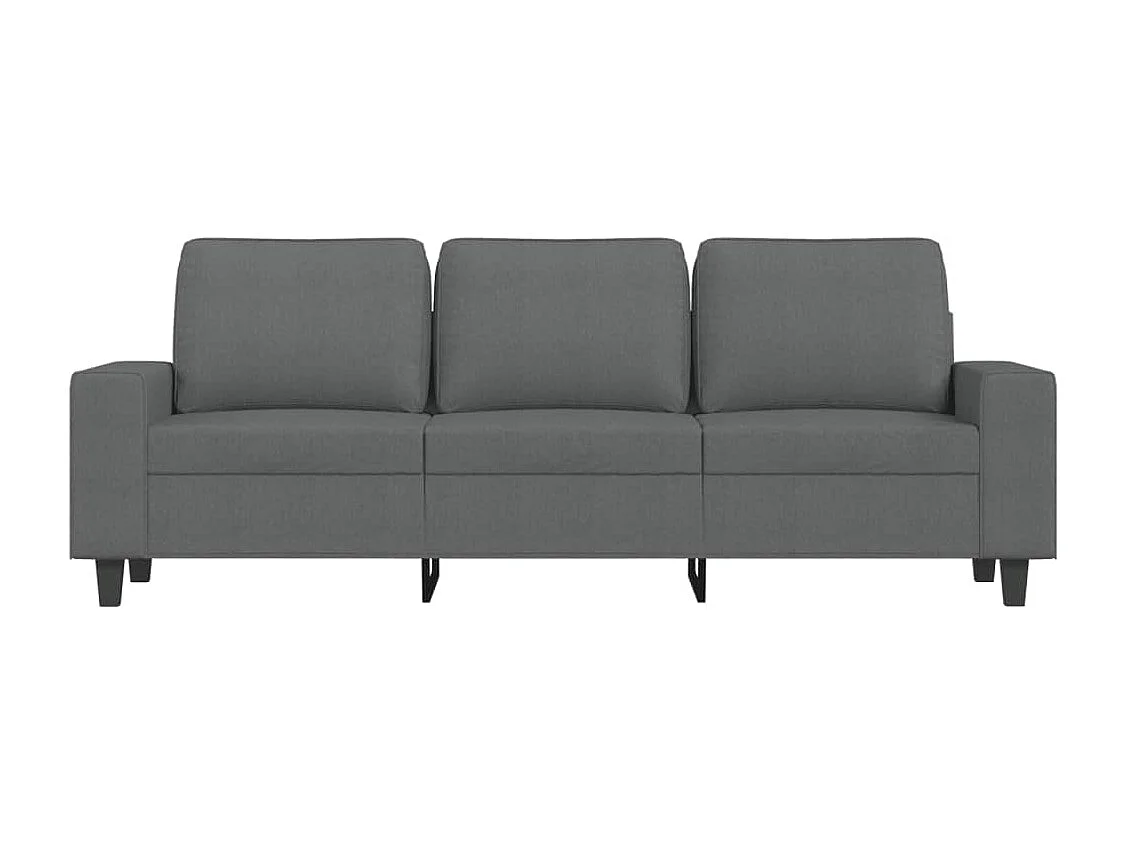 Divano 3 posti con poggiapiedi Grigio scuro 180 cm Tessuto