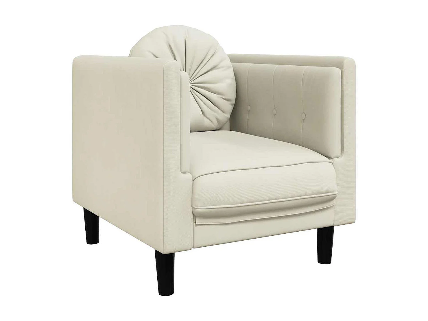 Sillón con cojín de terciopelo crema